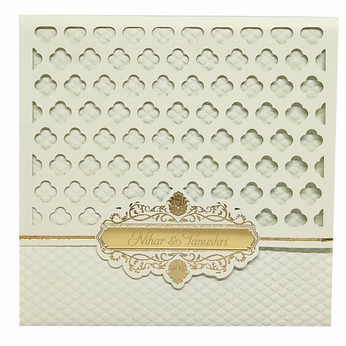 White box laser cut invitation card
