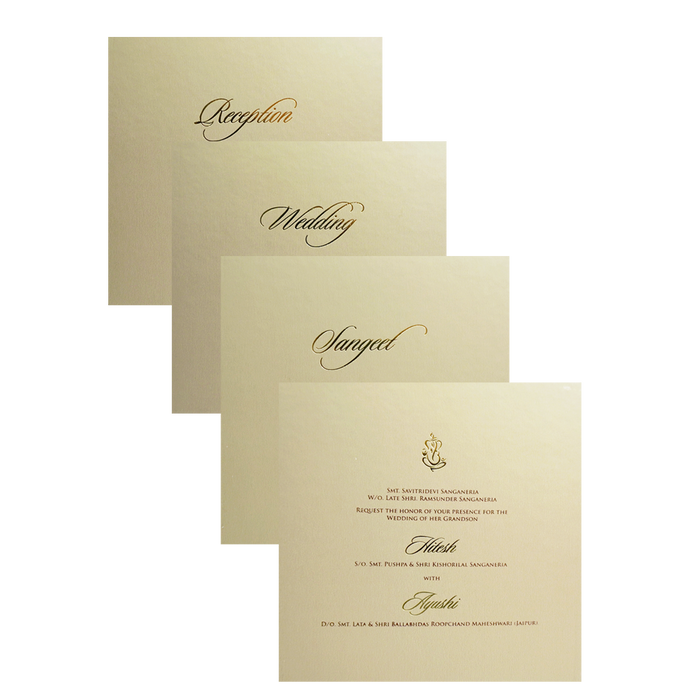 Light Brown Embossed Padded Wedding Card