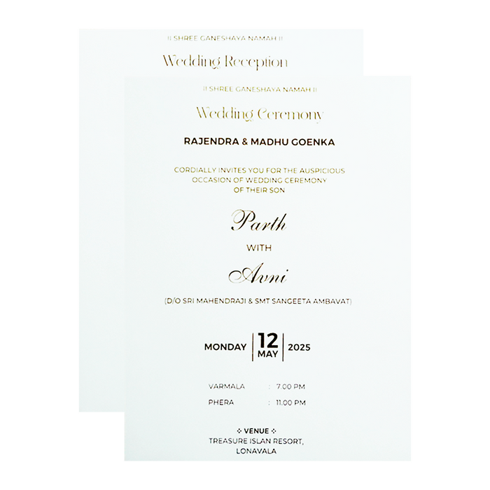 Chalk White Marriage Card