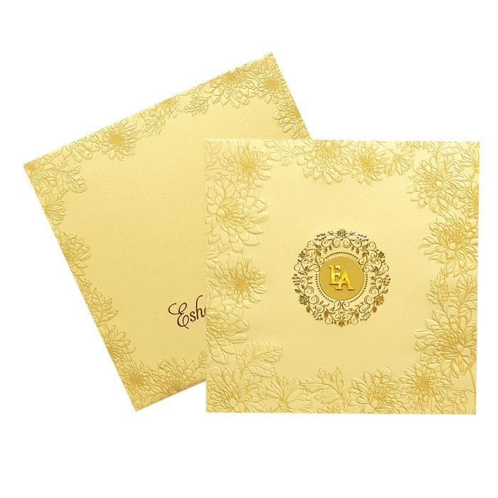 Khaki Brown Floral Box Marriage Card