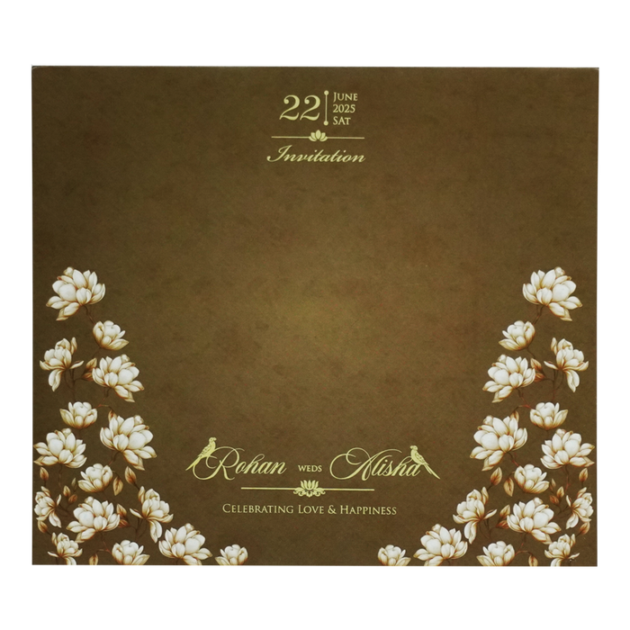 Brown Floral Nameplate Invitation Card