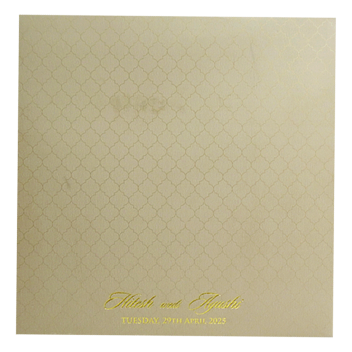 Light Brown Embossed Padded Wedding Card