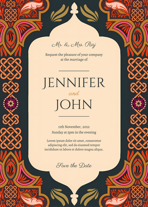 Blue Traditional Design With Stylish Fonts E-Invitation