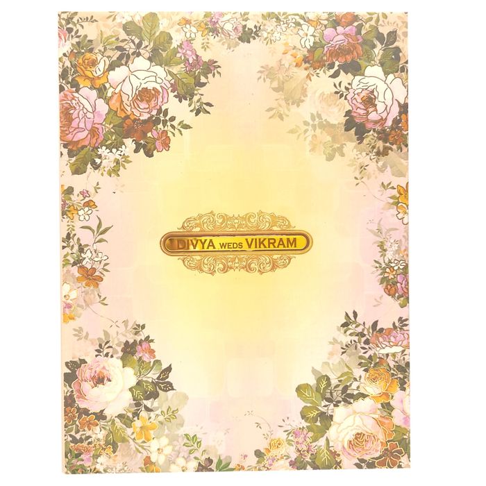 Pink Padded Stiff Board Floral Card In Offset-KNPO1504P