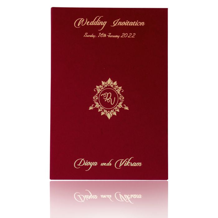 Gold Acrylic Floral Wedding Invitation Card
