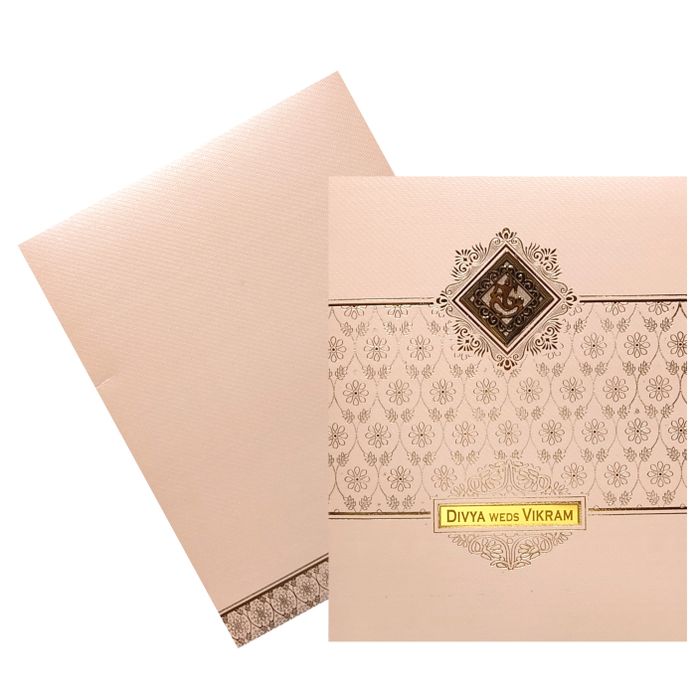 Pink Ganesha Floral Invitation Card