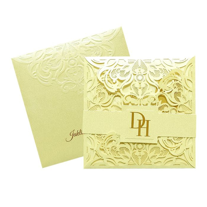 White Floral Laser Cut Invitation Card