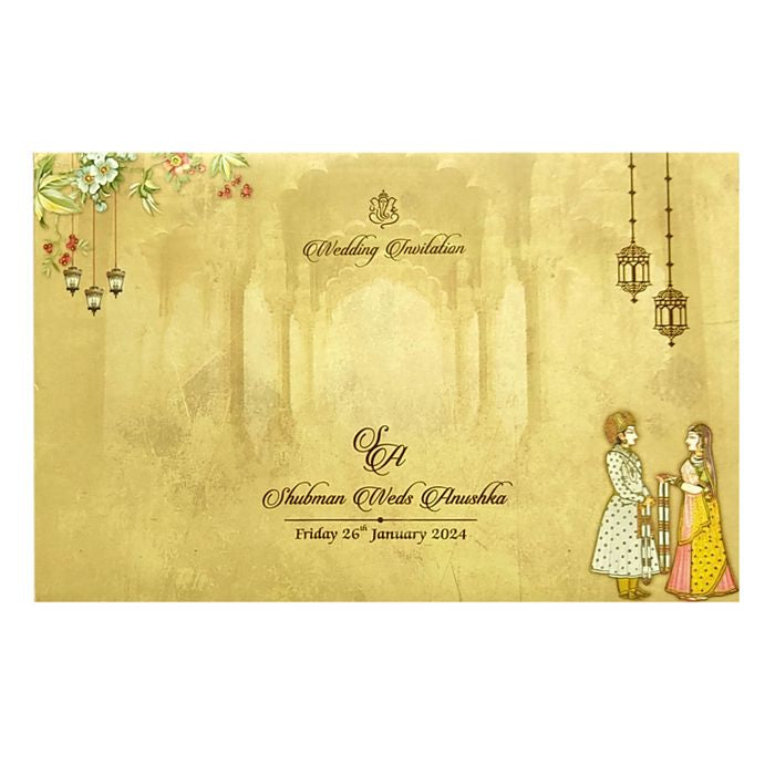 Sandal Maroon Door Padded Invitation Card