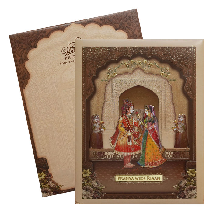 Sandalwood Bride Groom Invitation Card