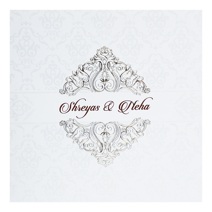 White Classic Design Marriage Invitation Card