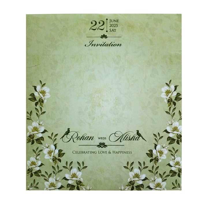 Green floral laser cut invitation card