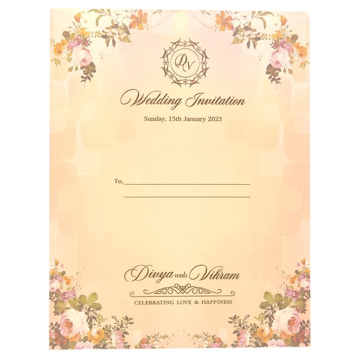 Pink Padded Stiff Board Floral Card In Offset-KNPO1504P