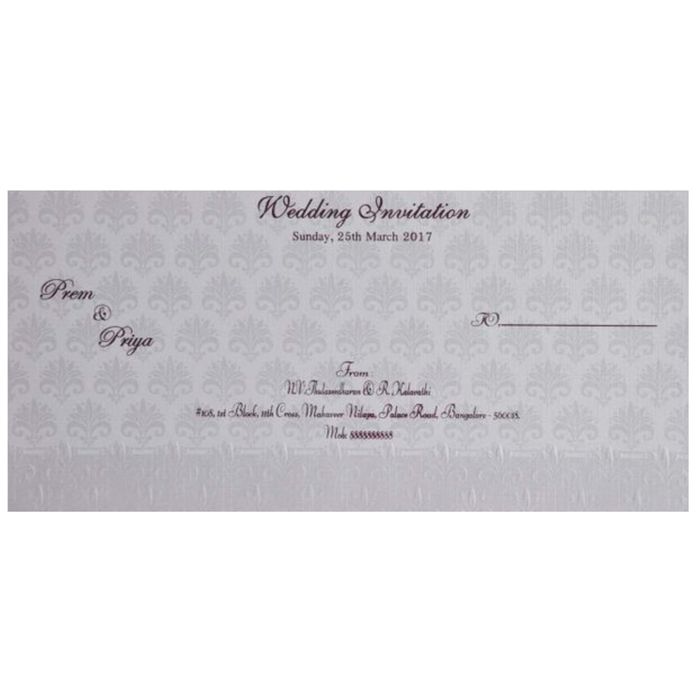 White Personal Invitation Card