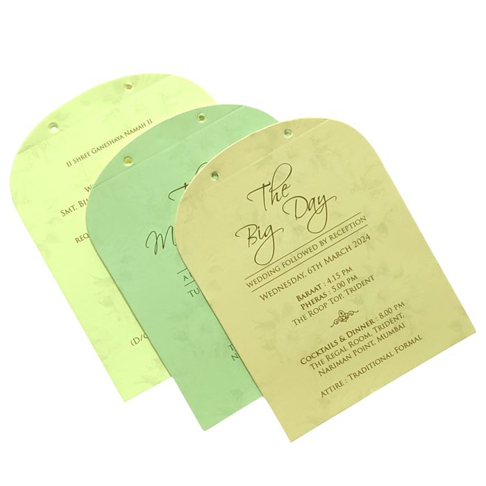 Olive green floral laser cut board invitation card