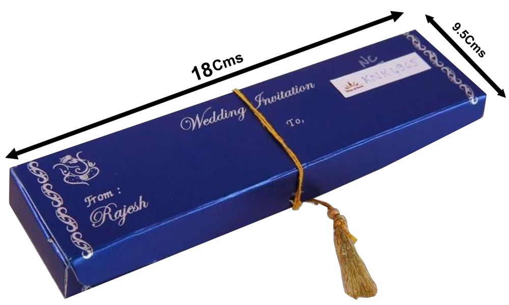 Blue Premium Velvet Scroll Invitation Card With Box In Small Size-KNK4965