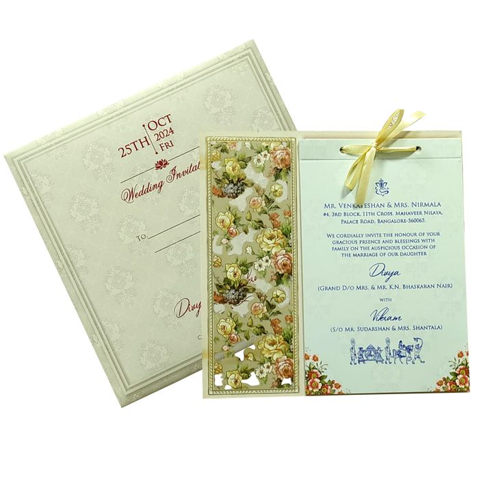Green Laser Cut Mdf Invitation Card