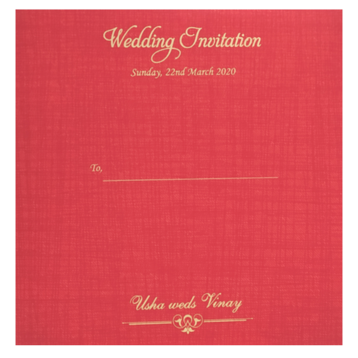 Red Designer Coconut Shape Wedding Card Design-KNF9100R