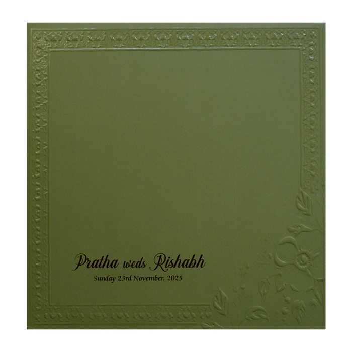 Olive Green MDF Wedding Card