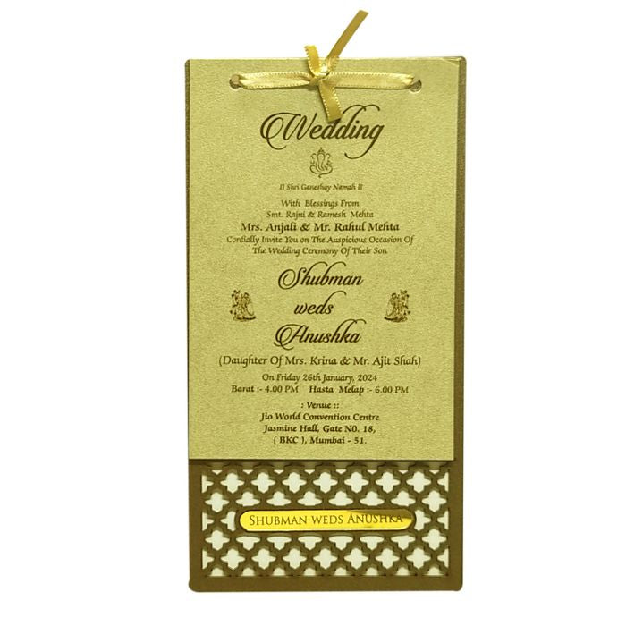 Olive Green MDF Wedding Invitation
