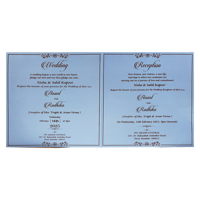 Blue Acrylic Nameplate Wedding Invitation