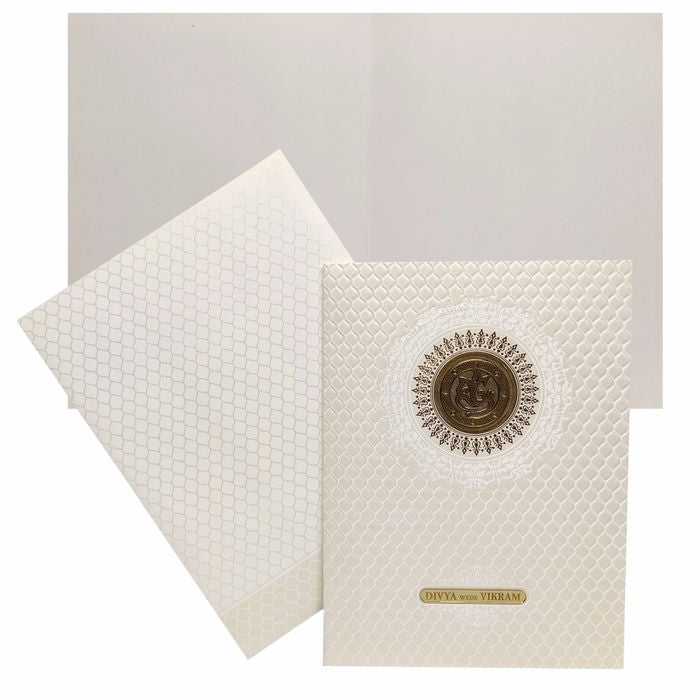 White Screen Traditional Embossed Design With New Ganesha Design-KNK7036W