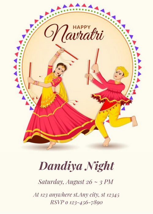 Baby Pink Dandiya Invitation