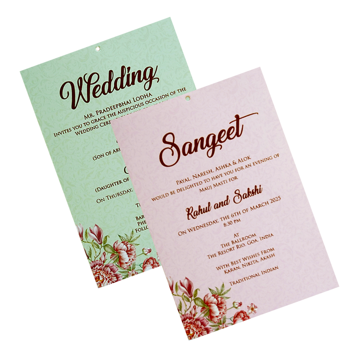 Pink Hibiscus Wedding Invitation Card