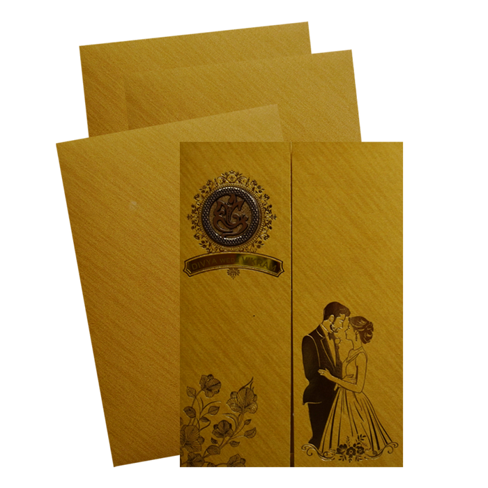 Gold Shiny Ganesha Wedding Card