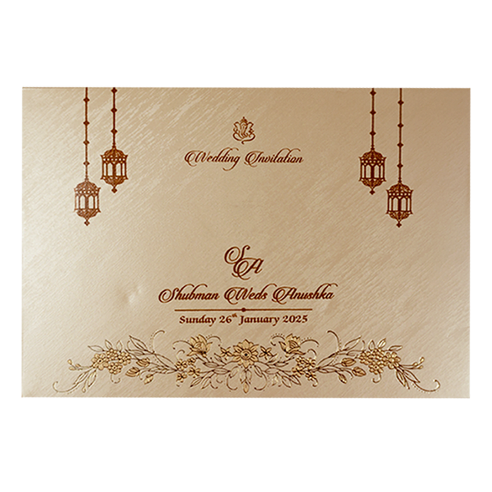 Ivory Padded Door Type Wedding Card