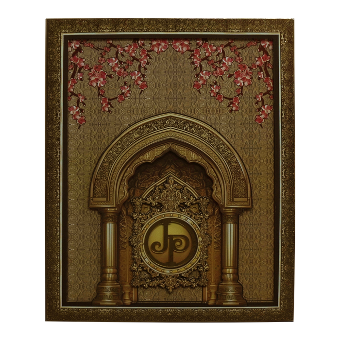 Cream Premium MDF Pop up Wedding Invitation