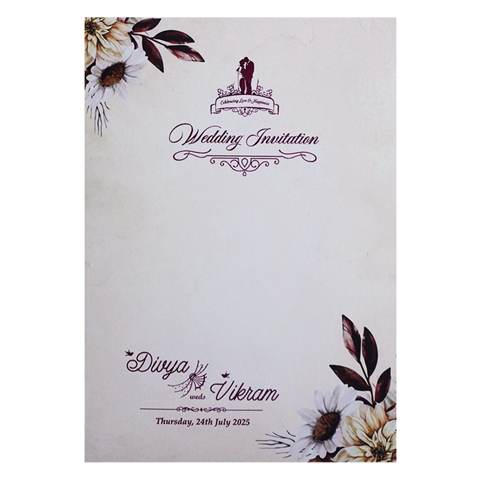 Cream Floral Wedding Card