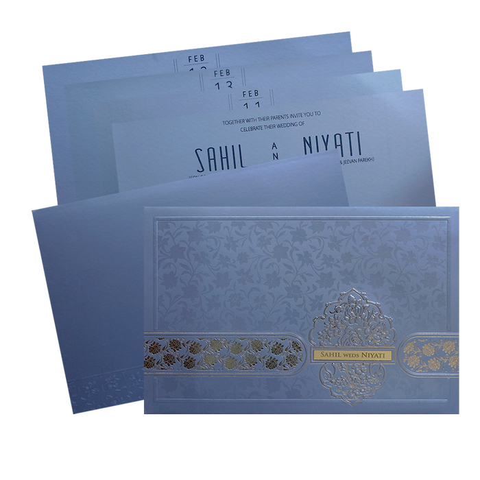 Light Blue Floral Marriage Invitation