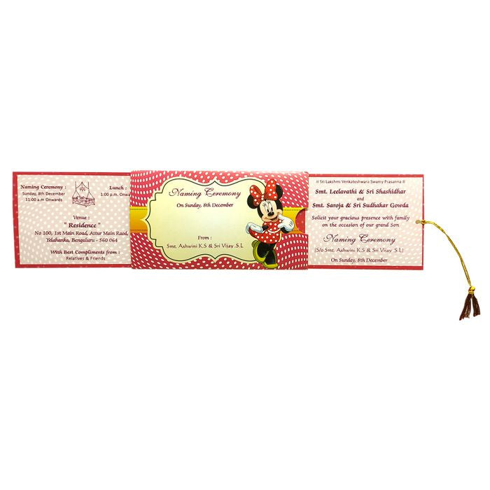 Pink Mini Mouse Birthday Slide Invitation Card