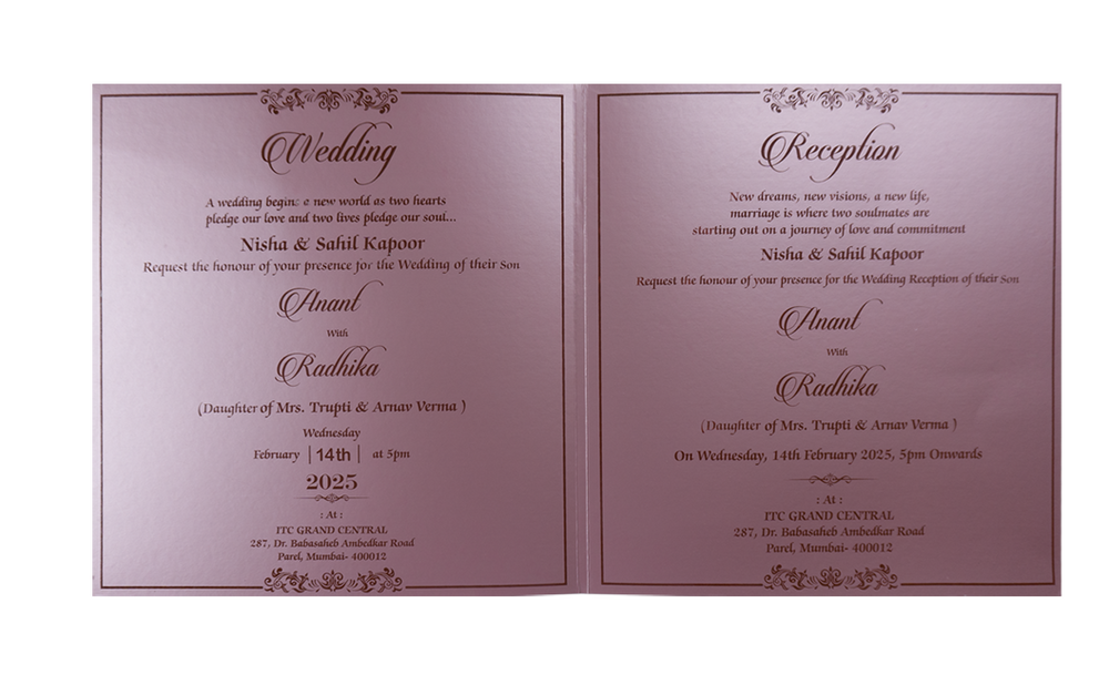 Lavender Embossed Pattern Wedding Invitation