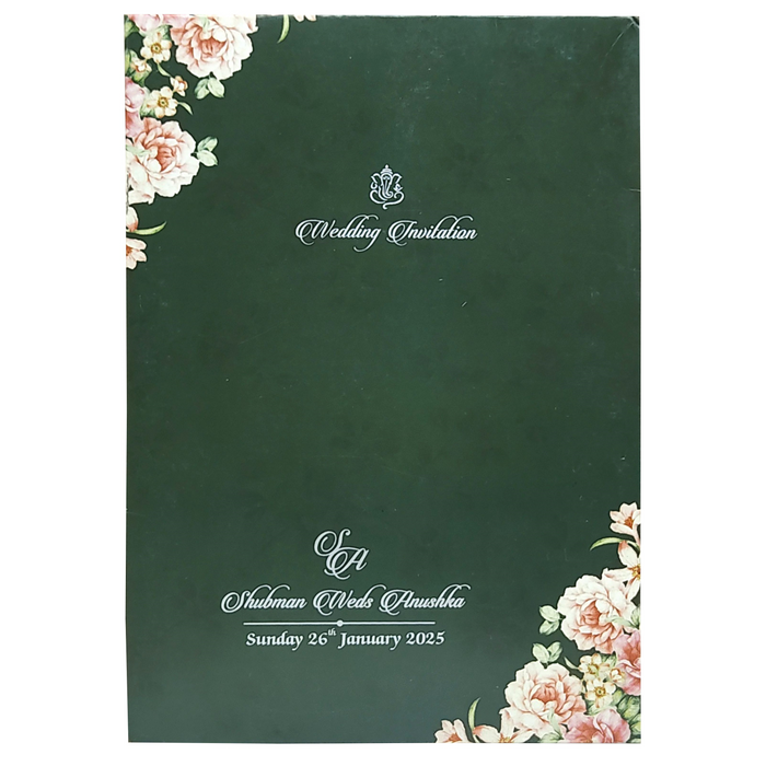 Green Floral Box Wedding Card