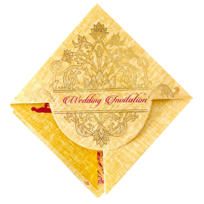 Gold Designer Personal Invitation Card In Gold Foiling Print With Bag-KNF9101G