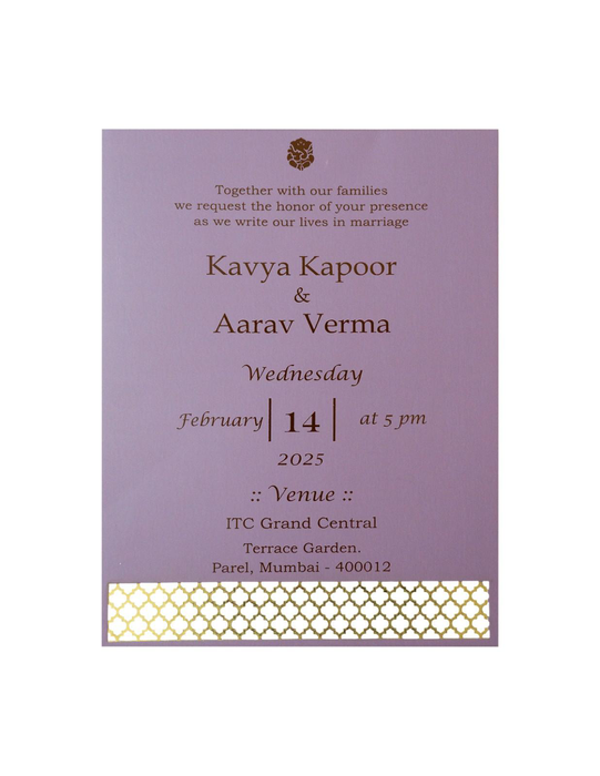 Lavender Laser Cut Single Invitation Card