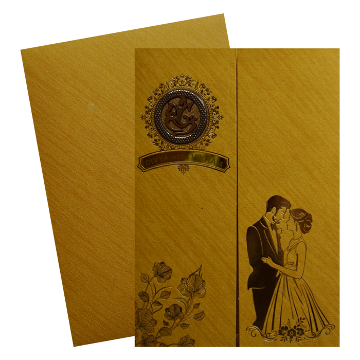 Gold Shiny Ganesha Wedding Card