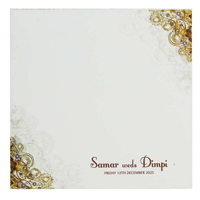 Brown Soft Fabric Padded Wedding Card