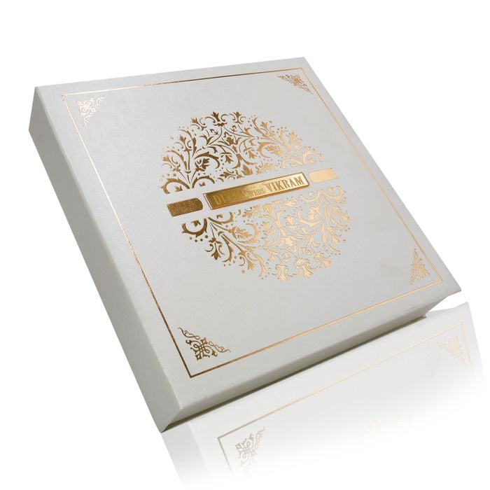 cream gold foiling sweet box card
