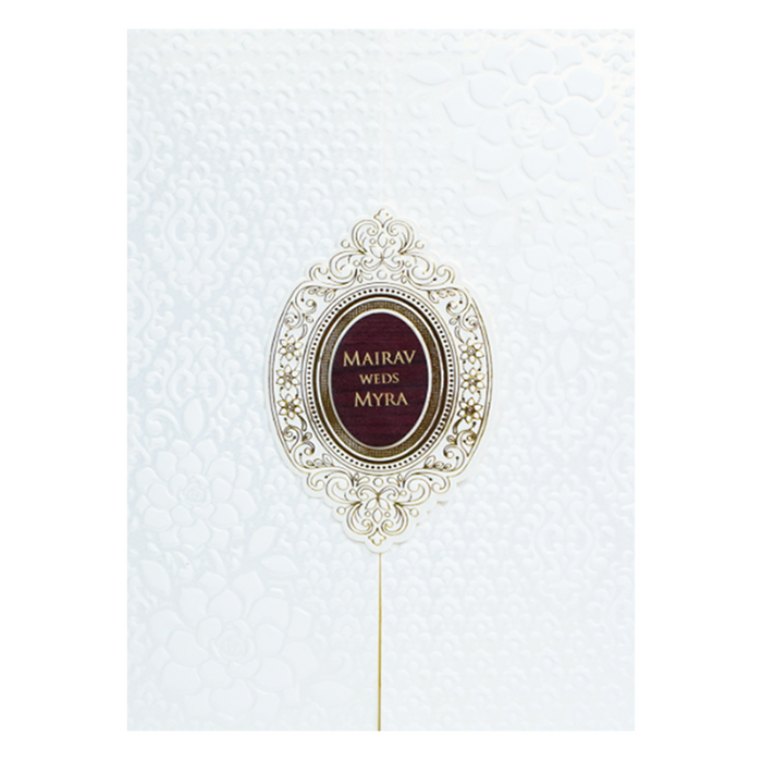White Door Embossed Wedding Invitation Card