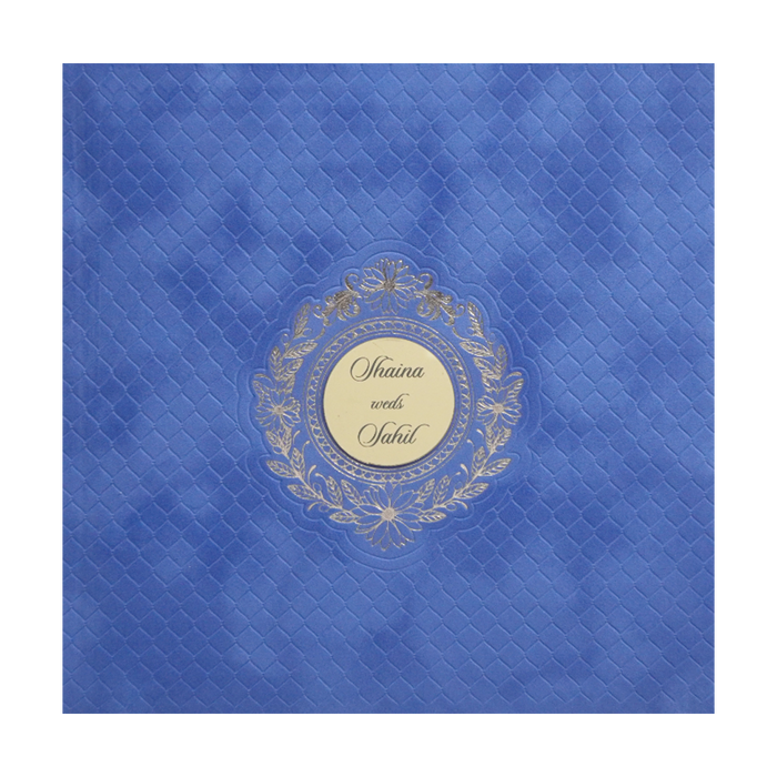 Light Blue Velvet Padded Wedding Card