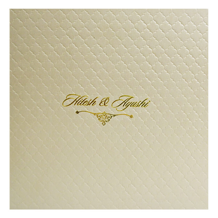Light Brown Embossed Padded Wedding Card