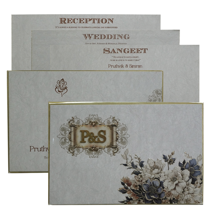 Dusty Grey Padded Invitation Card