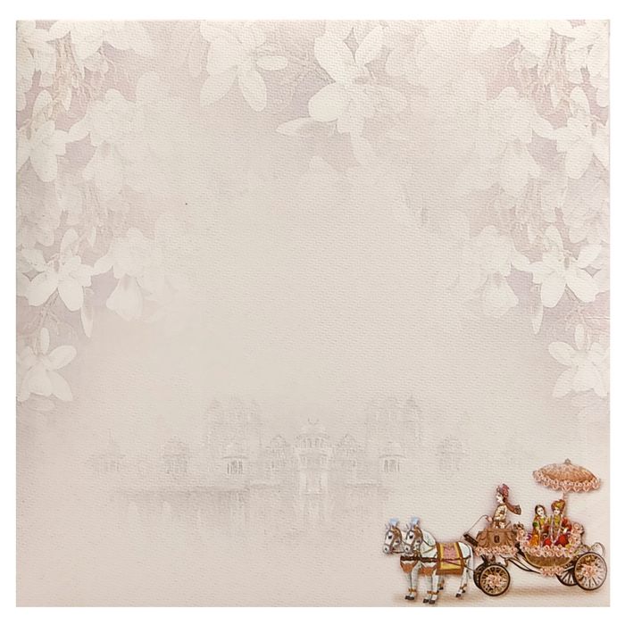 Pink Floral Chariot Nameplate Wedding Card