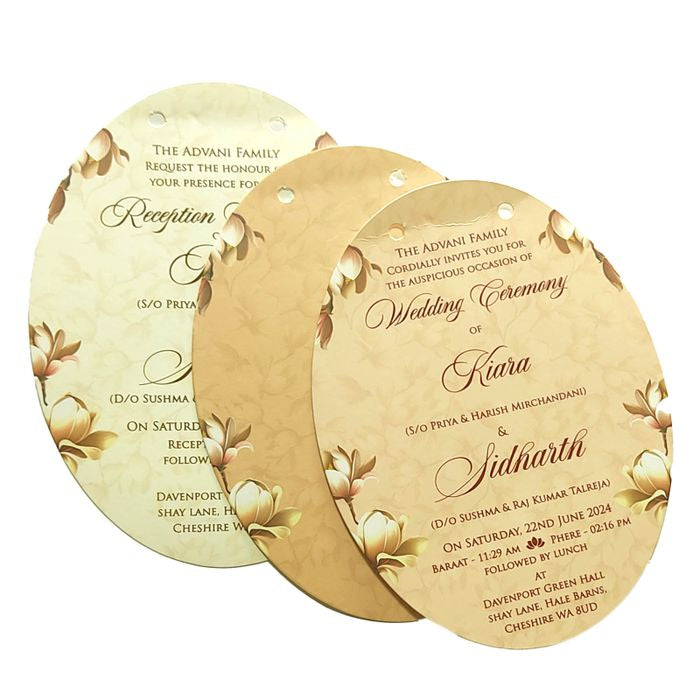 Cream Floral MDF Invitation Card