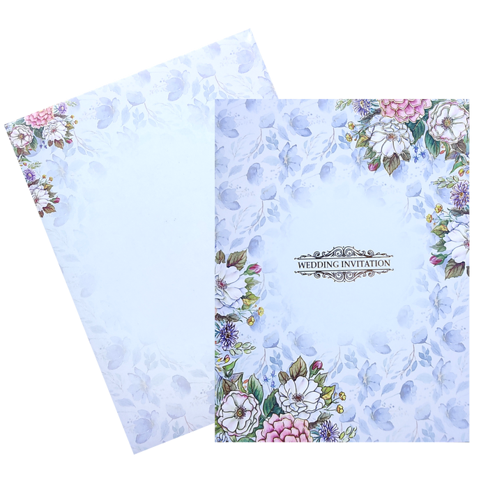 Blue Floral Wedding Invitation Card