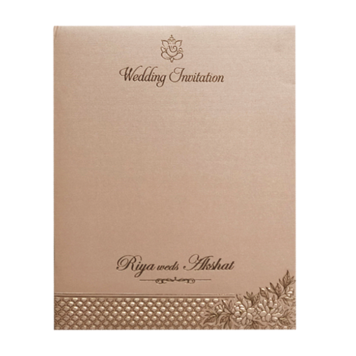 Beige Floral Padded Wedding Invitation Card