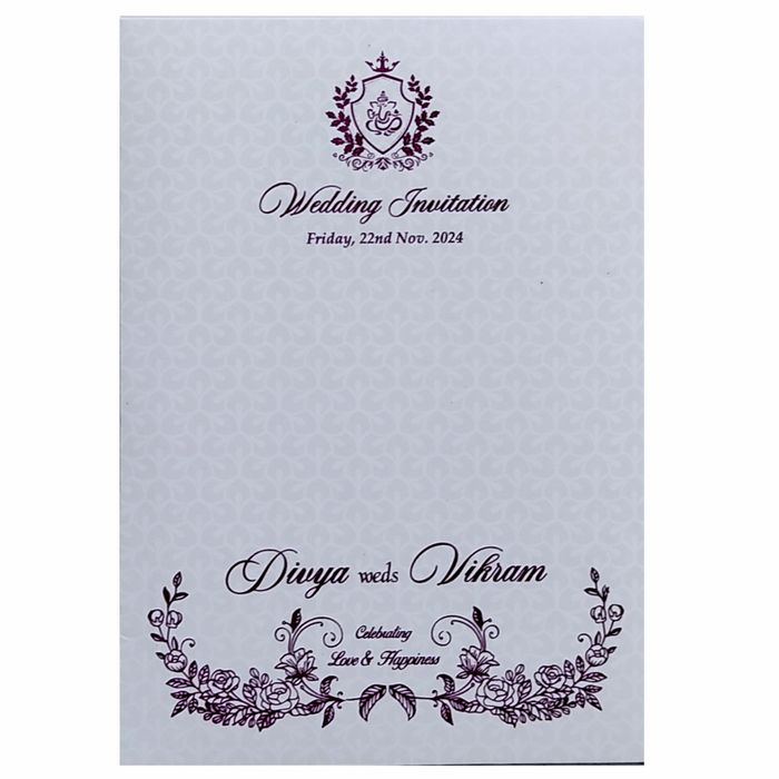 White Floral Single Sheet Invitation Card