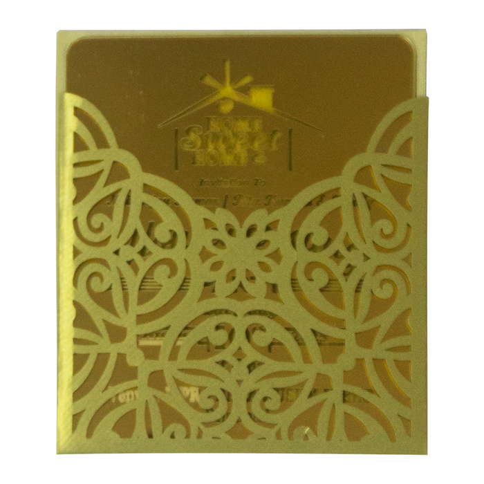Olive Green Laser Cut Acrylic Wedding Invitation Card